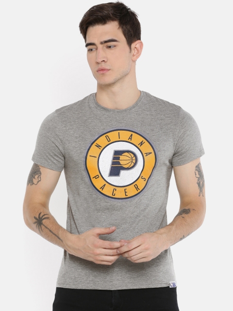 

NBA Men Grey Melange Printed Round Neck T-shirt