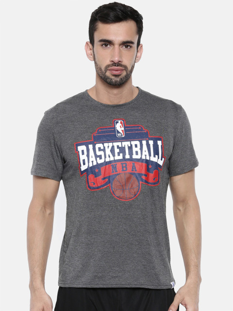 

NBA Men Charcoal Grey Printed Round Neck T-shirt