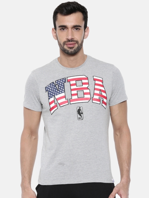 

NBA Men Grey Melange Printed T-shirt