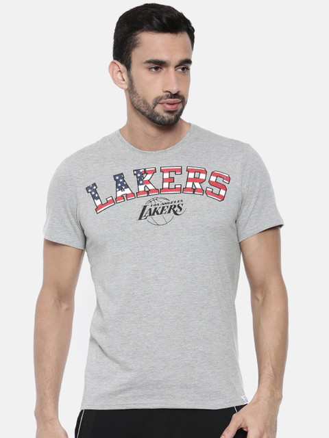 

NBA Men Grey Melange Printed Round Neck T-shirt