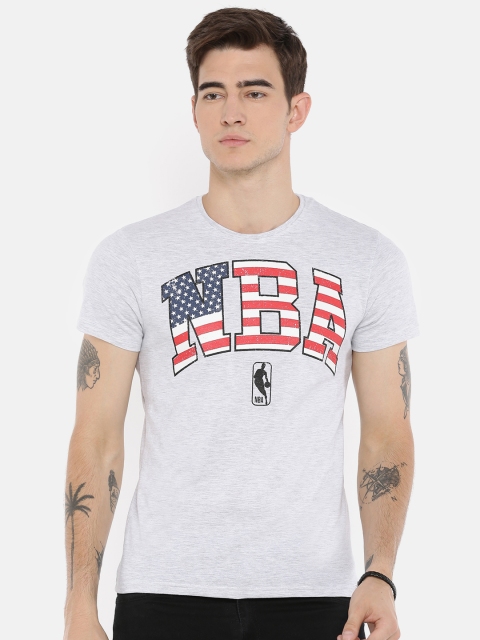 

NBA Men Grey Melange Printed T-shirt