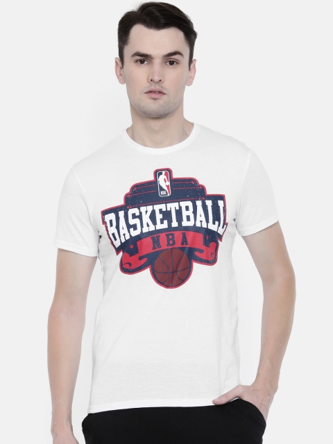 

NBA Men White Printed Round Neck T-shirt