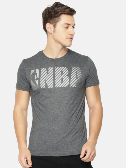 

NBA Men Charcoal Grey Printed Round Neck T-shirt