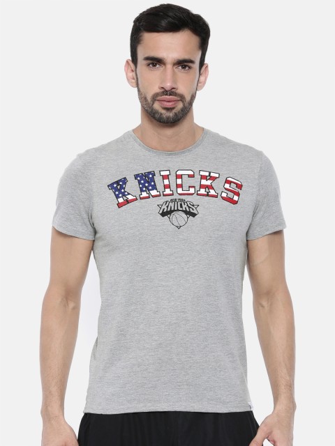 

NBA Men Grey Melange Printed Round Neck T-shirt