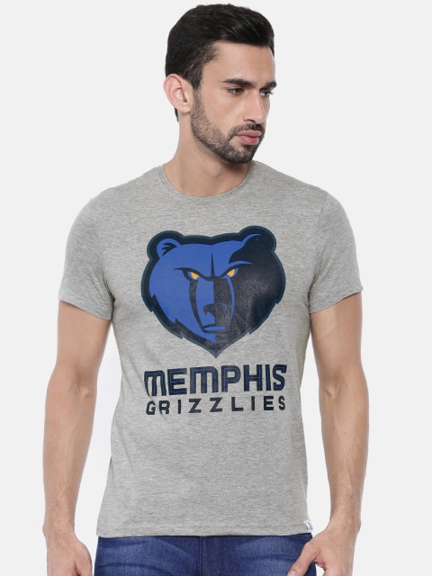 

NBA Men Grey Melange Printed Round Neck T-shirt