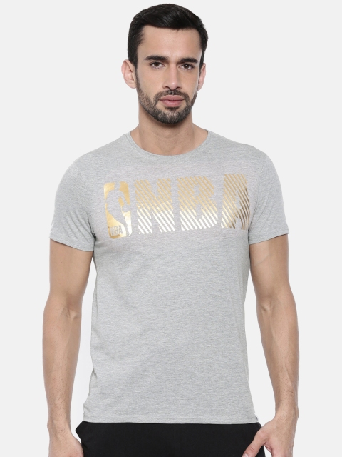 

NBA Men Grey Melange Printed Round Neck T-shirt