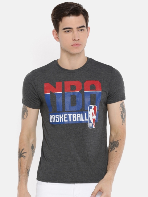 

NBA Men Charcoal Grey Printed Round Neck T-shirt