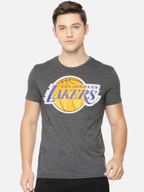 

NBA Men Charcoal Grey Printed Round Neck T-shirt