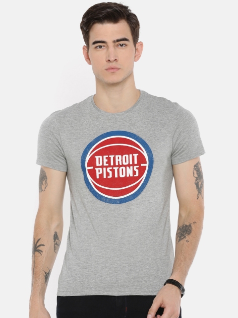 

NBA Men Grey Melange Printed Detroit Pistons T-shirt