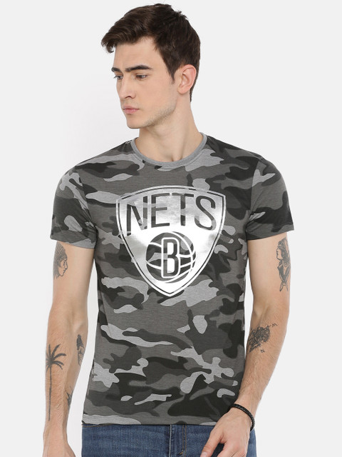 

NBA Men Grey Printed Nets T-shirt