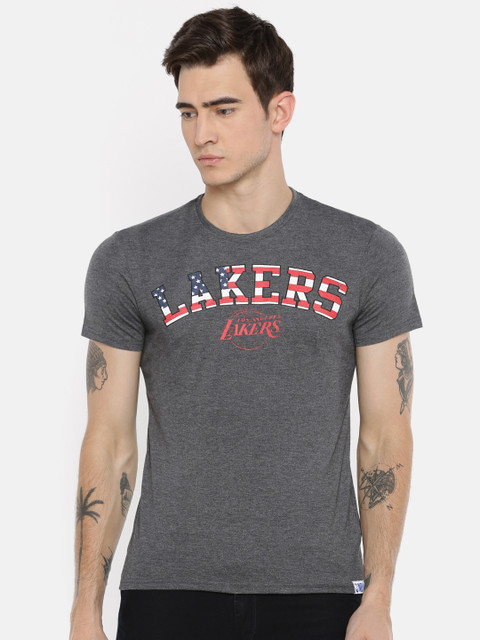 

NBA Men Charcoal Grey Printed Round Neck T-shirt
