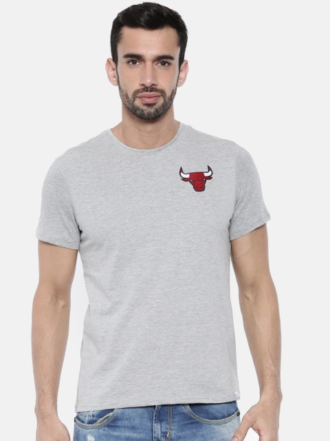 

NBA Men Grey Melange Solid Round Neck Basketball T-shirt