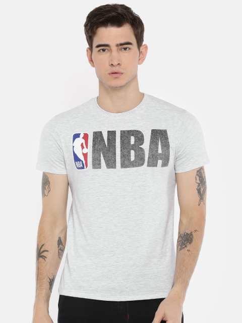 

NBA Men Grey Melange Printed Round Neck T-shirt