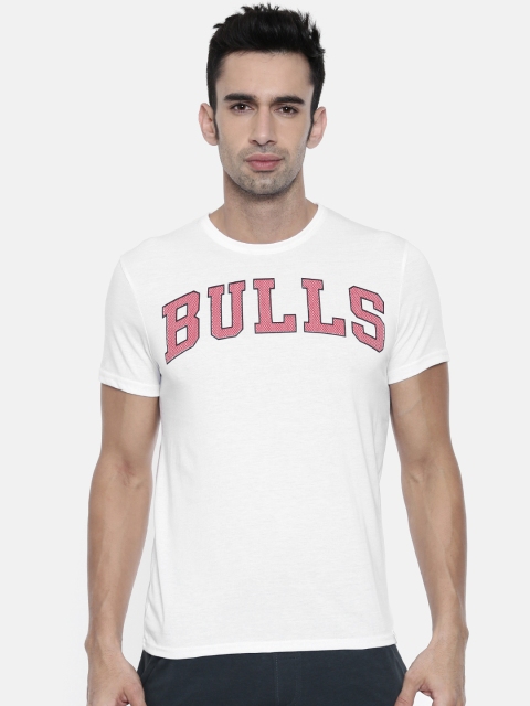 

NBA Men White Printed Round Neck Chicago Bulls T-shirt