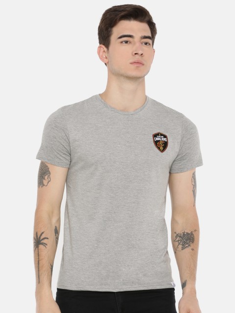 

NBA Men Grey Melange Solid Round Neck T-shirt