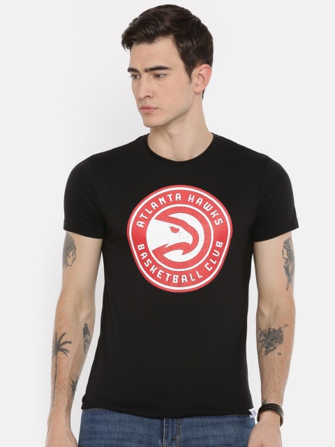 

NBA Men Black Printed Round Neck Atlanta Hawks T-shirt