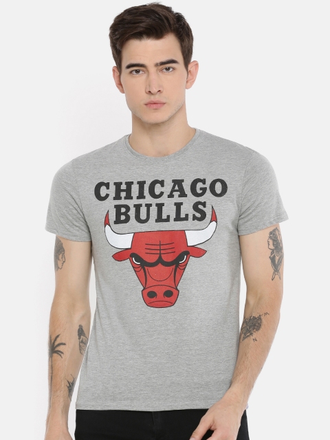 

NBA Men Grey Melange Printed Round Neck T-shirt