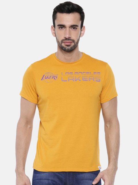 

NBA Men Mustard Yellow Printed Round Neck T-shirt