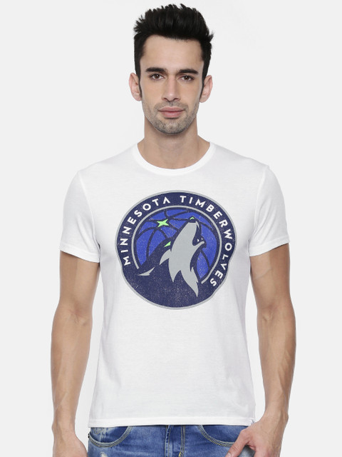 

NBA Men White Printed Round Neck T-shirt