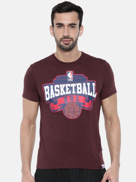 

NBA Men Burgundy Printed Round Neck T-shirt