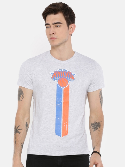 

NBA Men Grey Melange Printed New York Knicks T-shirt