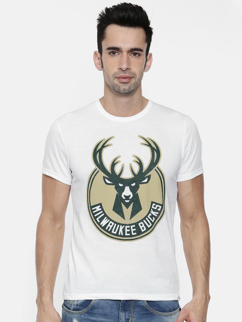 

NBA Men White Printed Round Neck T-shirt