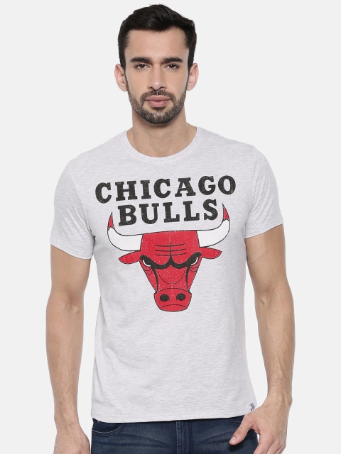 

NBA Men Grey Melange Printed Round Neck T-shirt