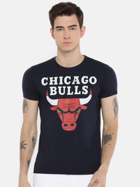 

NBA Men Navy Printed Round Neck Chicago Bulls T-shirt, Navy blue