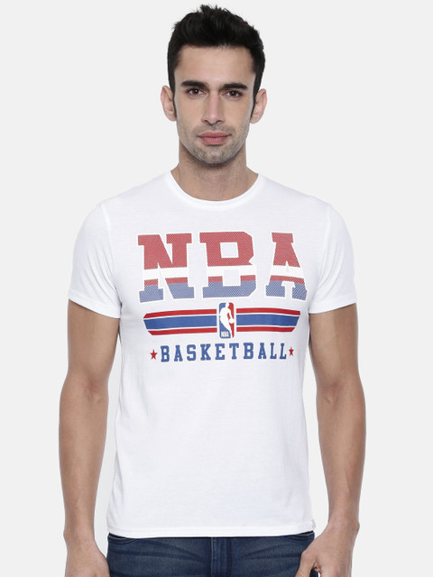 

NBA Men White Printed Round Neck T-shirt