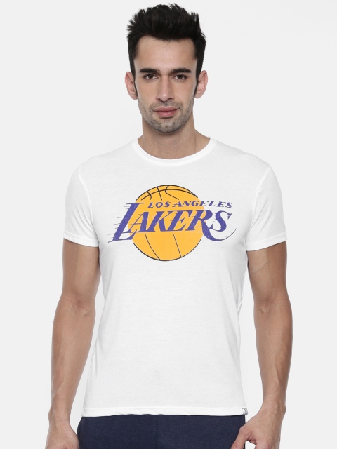 

NBA Men White Printed Round Neck Los Angeles Lakers T-shirt