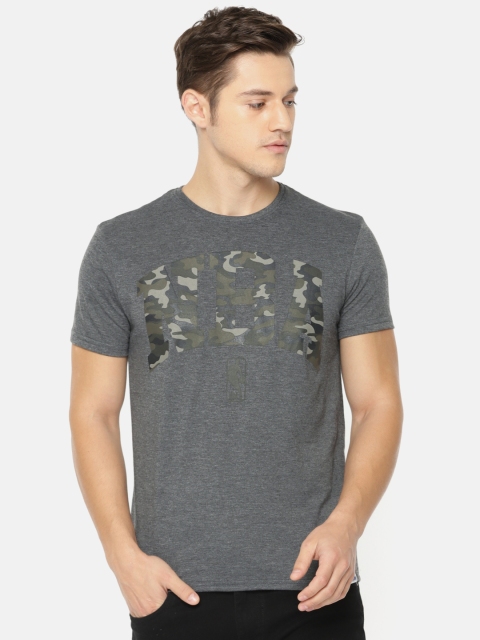 

NBA Men Charcoal Grey Camouflage Print Round Neck T-shirt