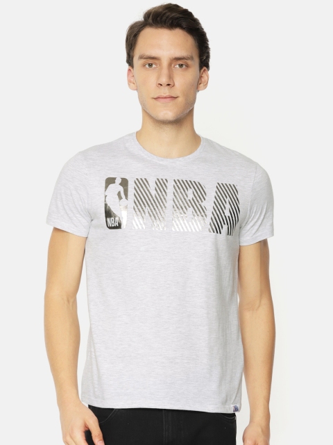 

NBA Men Grey Melange Printed Round Neck T-shirt