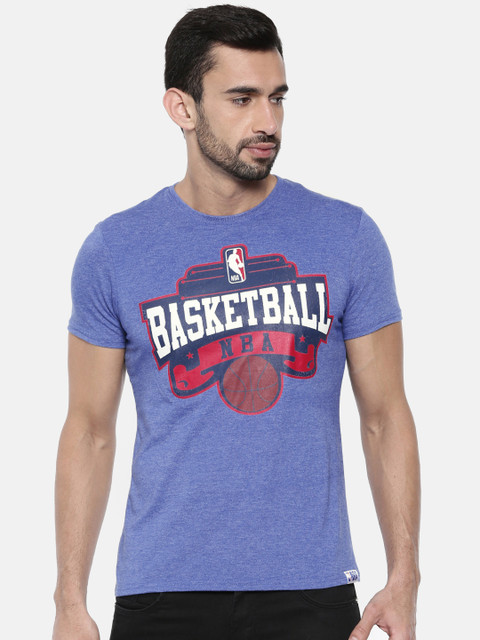 

NBA Men Blue Printed Round Neck T-shirt