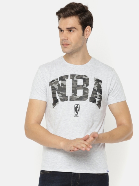

NBA Men Grey Melange Printed Round Neck T-shirt