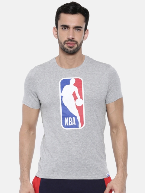 

NBA Men Grey Melange Printed Round Neck T-shirt