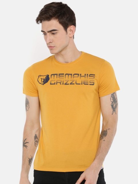 

NBA Men Mustard Yellow Printed Round Neck T-shirt
