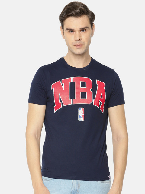 

NBA Men Navy Blue Printed Round Neck T-shirt