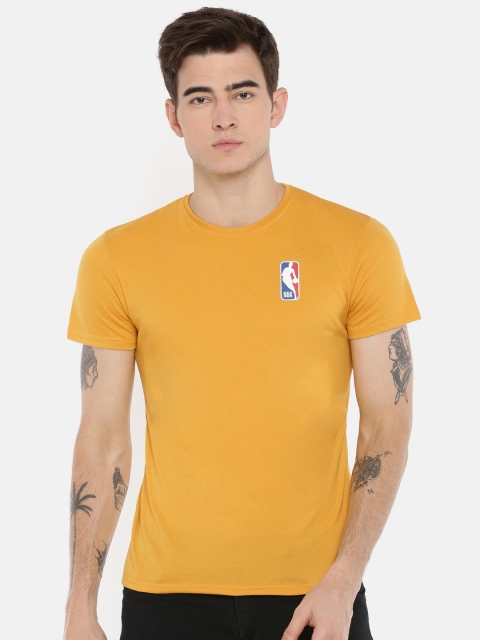 

NBA Men Mustard Yellow Solid Round Neck T-shirt