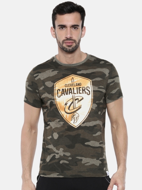 

NBA Men Olive Green Printed Round Neck T-shirt