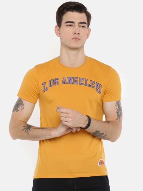 

NBA Men Yellow Printed Los Angeles T-shirt