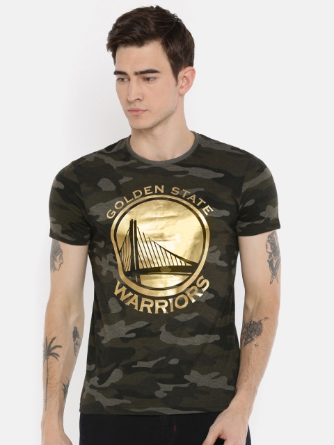 

NBA Men Olive Green Printed Golden State Warriors T-shirt