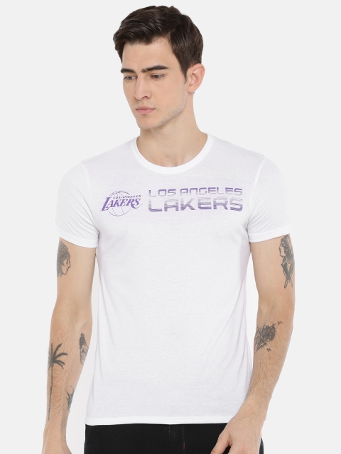 

NBA Men White Printed Round Neck T-shirt