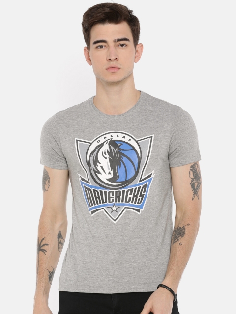 

NBA Men Grey Melange Printed Round Neck T-shirt