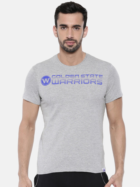 

NBA Men Grey Melange Printed Round Neck T-shirt