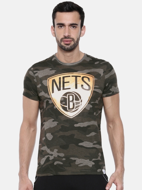 

NBA Men Olive Green Printed Round Neck T-shirt