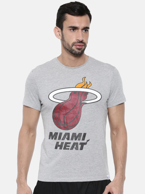 

NBA Men Grey Melange Printed Round Neck Basketball T-shirt