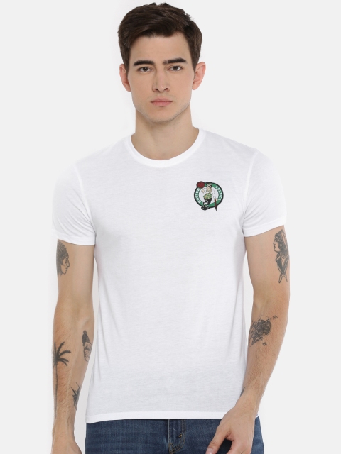 

NBA Men White Solid Round Neck T-shirt