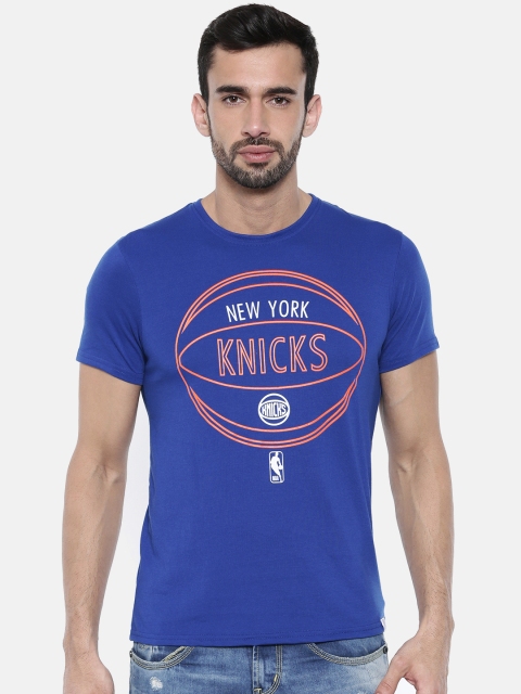 

NBA Men Blue Printed Round Neck Basketball T-shirt