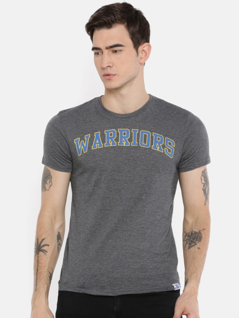 

NBA Men Charcoal Grey Printed Round Neck Golden State Warriors T-shirt