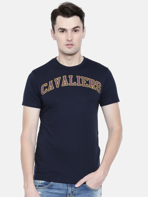 

NBA Men Navy Blue Printed Round Neck Cleveland Caveliers T-shirt